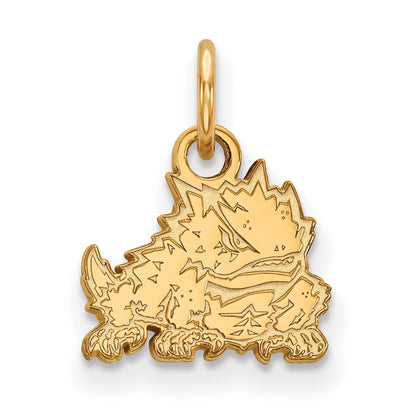14K Yellow Gold Logoart Texas Christian University Horned Frog Extra Small Pendant