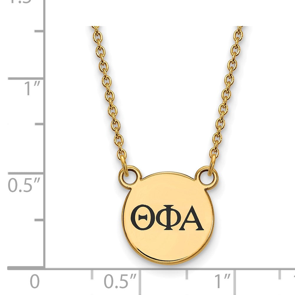 Gold Plated Sterling Silver Logoart Theta Phi Alpha Sorority Greek Letters Small Black Enamel Pendant 18 Inch Necklace