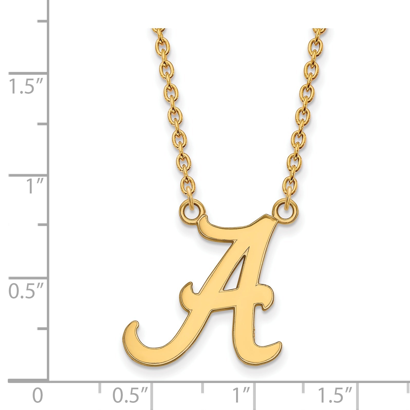 14K Yellow Gold Logoart University Of Alabama Letter A Large Pendant 18 Inch Necklace