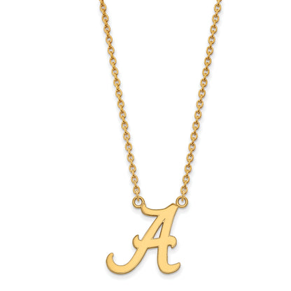 14K Yellow Gold Logoart University Of Alabama Letter A Large Pendant 18 Inch Necklace