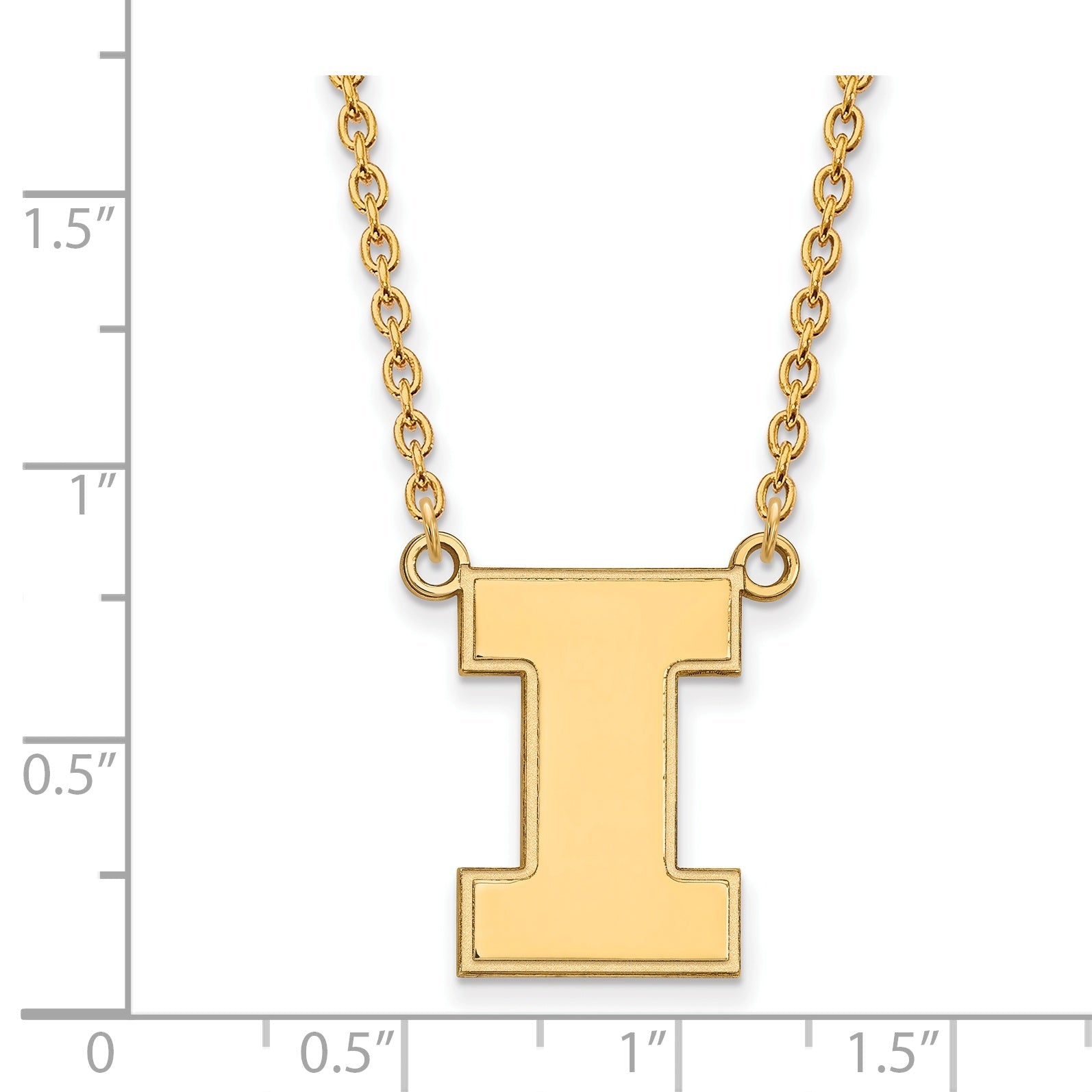 Gold Plated Sterling Silver Logoart University Of Illinois Letter I Large Pendant 18 Inch Necklace