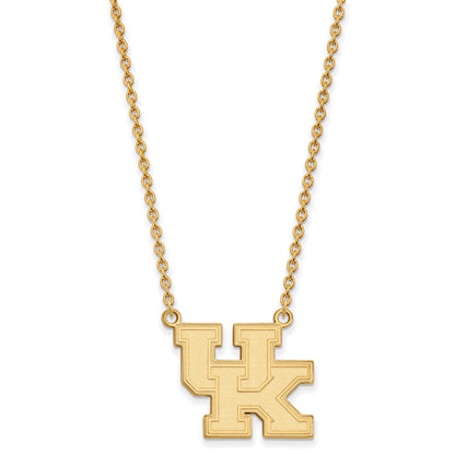 Gold Plated Sterling Silver Logoart University Of Kentucky U K Large Pendant 18 Inch Necklace