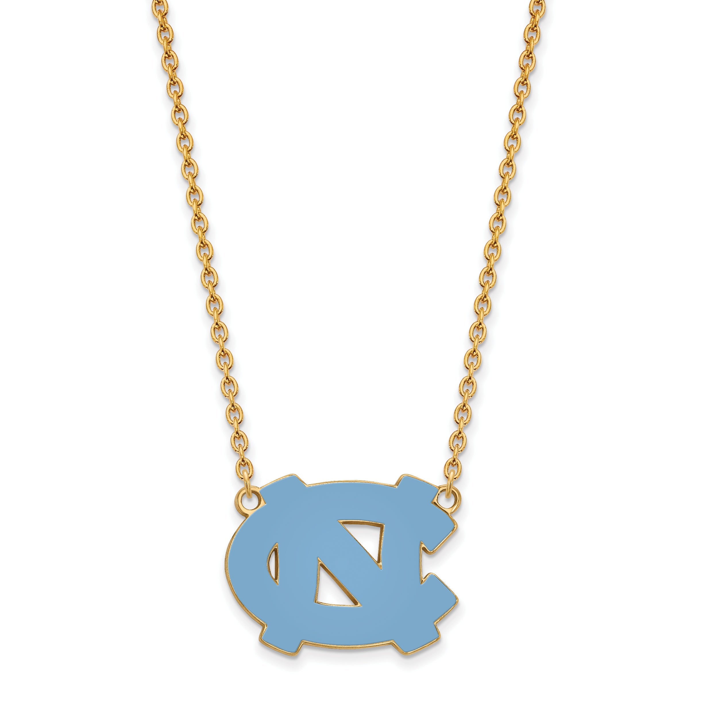 Gold Plated Sterling Silver Logoart University Of North Carolina N C Enameled Large Pendant 18 Inch Necklace