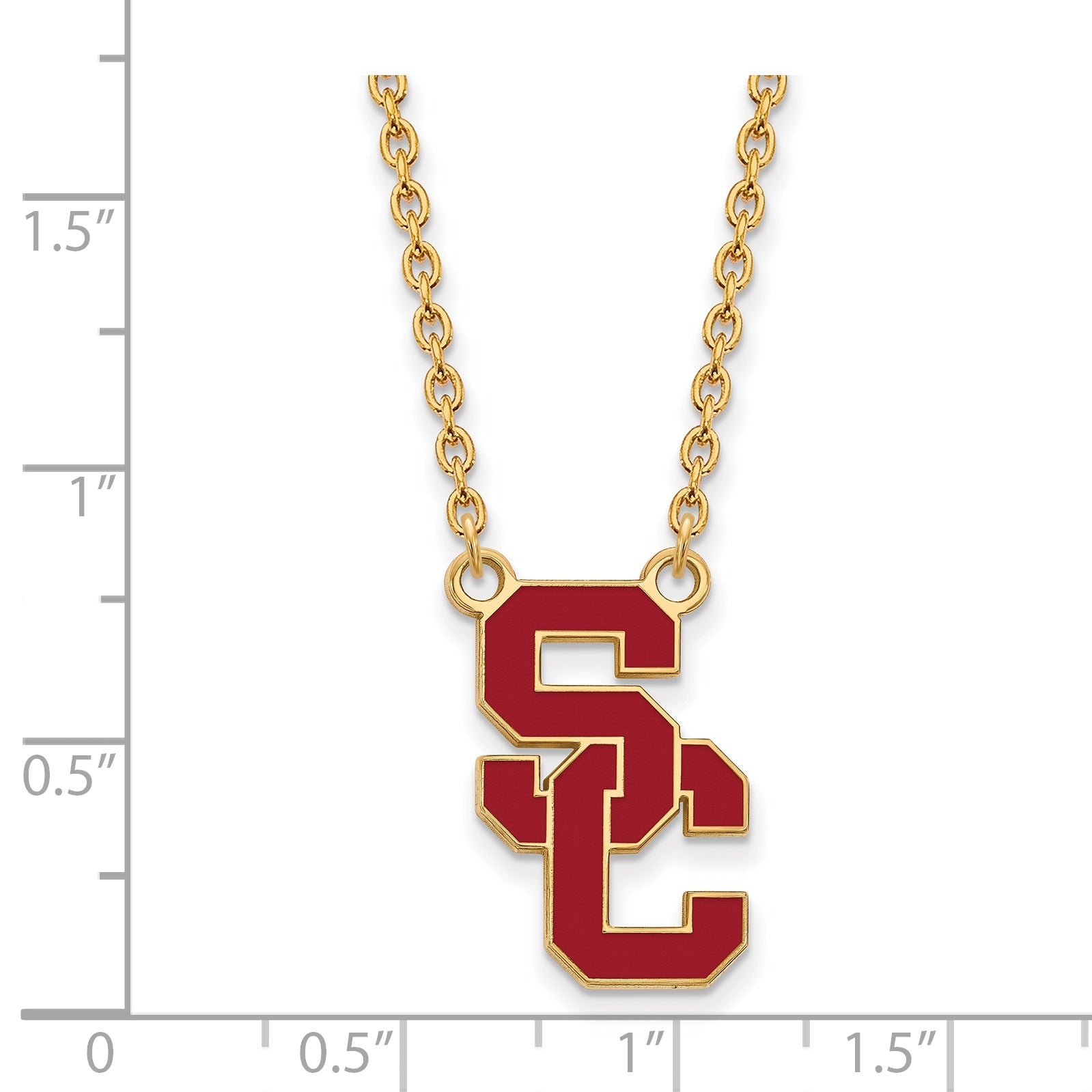 Gold Plated Sterling Silver University Of Southern California S C Large Enameled Pendant 18 Inch Necklace