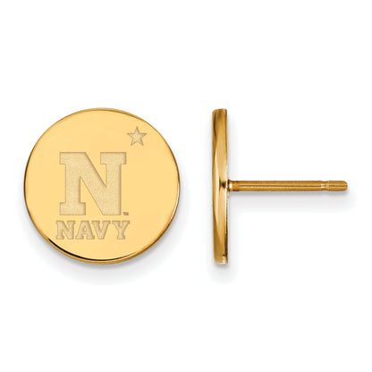 Gold Plated Sterling Silver Logoart Us Naval Academy Small Disc Post Earrings