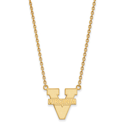 Gold Plated Sterling Silver Logoart University Of Virginia Large Pendant 18 Inch Necklace