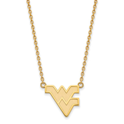10K Yellow Gold Logoart West Virginia University W V Large Pendant 18 Inch Necklace