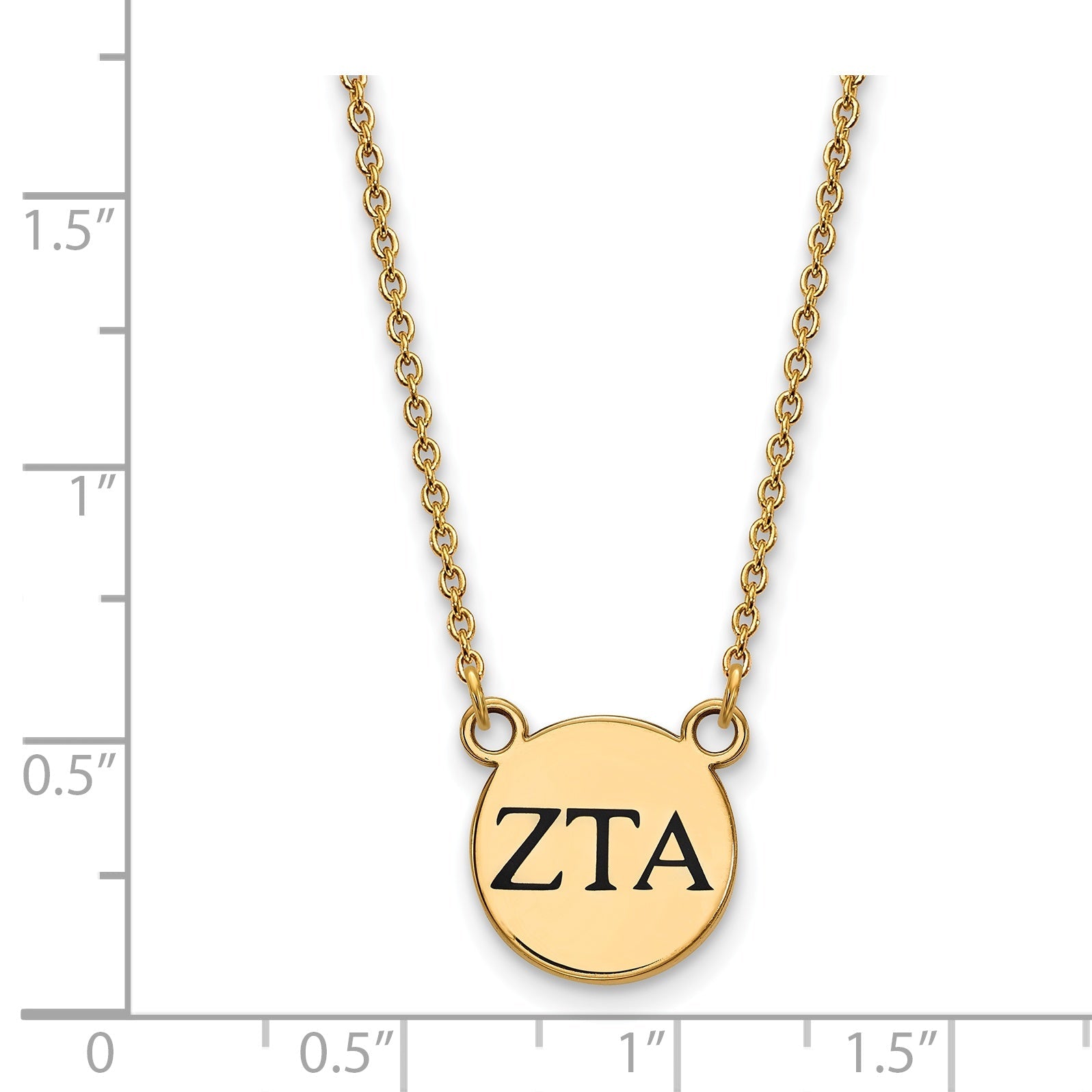 Gold Plated Sterling Silver Logoart Zeta Tau Alpha Sorority Greek Letters Small Black Enamel Pendant 18 Inch Necklace