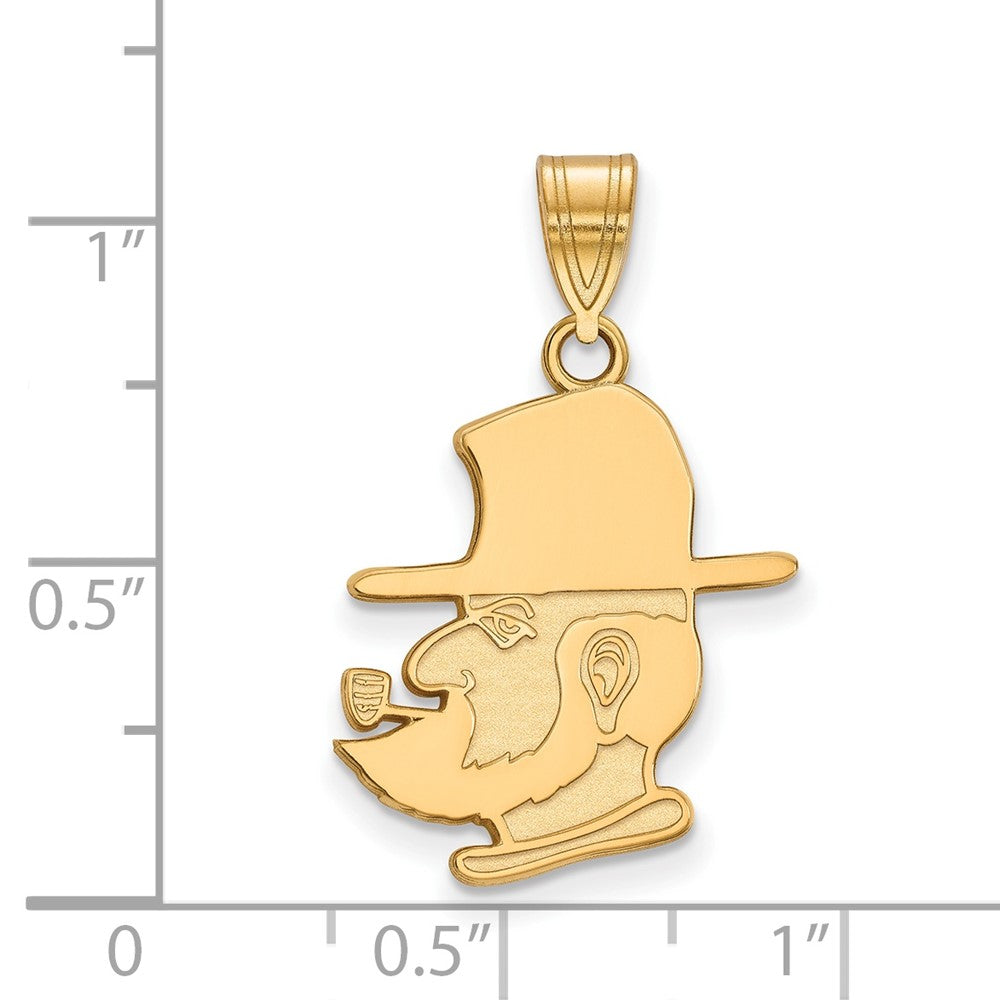 Gold Plated Sterling Silver Logoart Appalachian State University Mountaineer Large Pendant