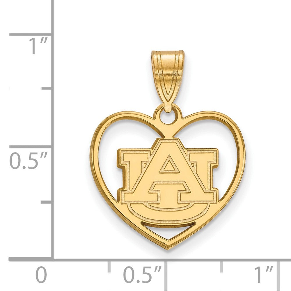 Gold Plated Sterling Silver Logoart Auburn University Heart Pendant