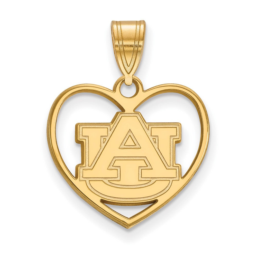 Gold Plated Sterling Silver Logoart Auburn University Heart Pendant