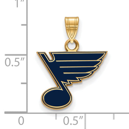 Gold Plated Sterling Silver Nhl Logoart St. Louis Blues Small Enameled Pendant