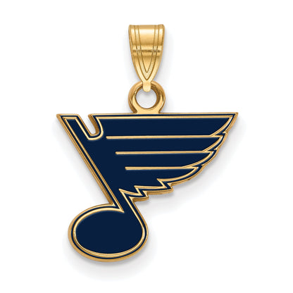 Gold Plated Sterling Silver Nhl Logoart St. Louis Blues Small Enameled Pendant