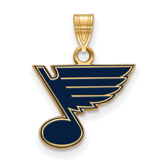 Gold Plated Sterling Silver Nhl Logoart St. Louis Blues Small Enameled Pendant