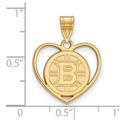 Gold Plated Sterling Silver Nhl Logoart Boston Bruins Heart Pendant