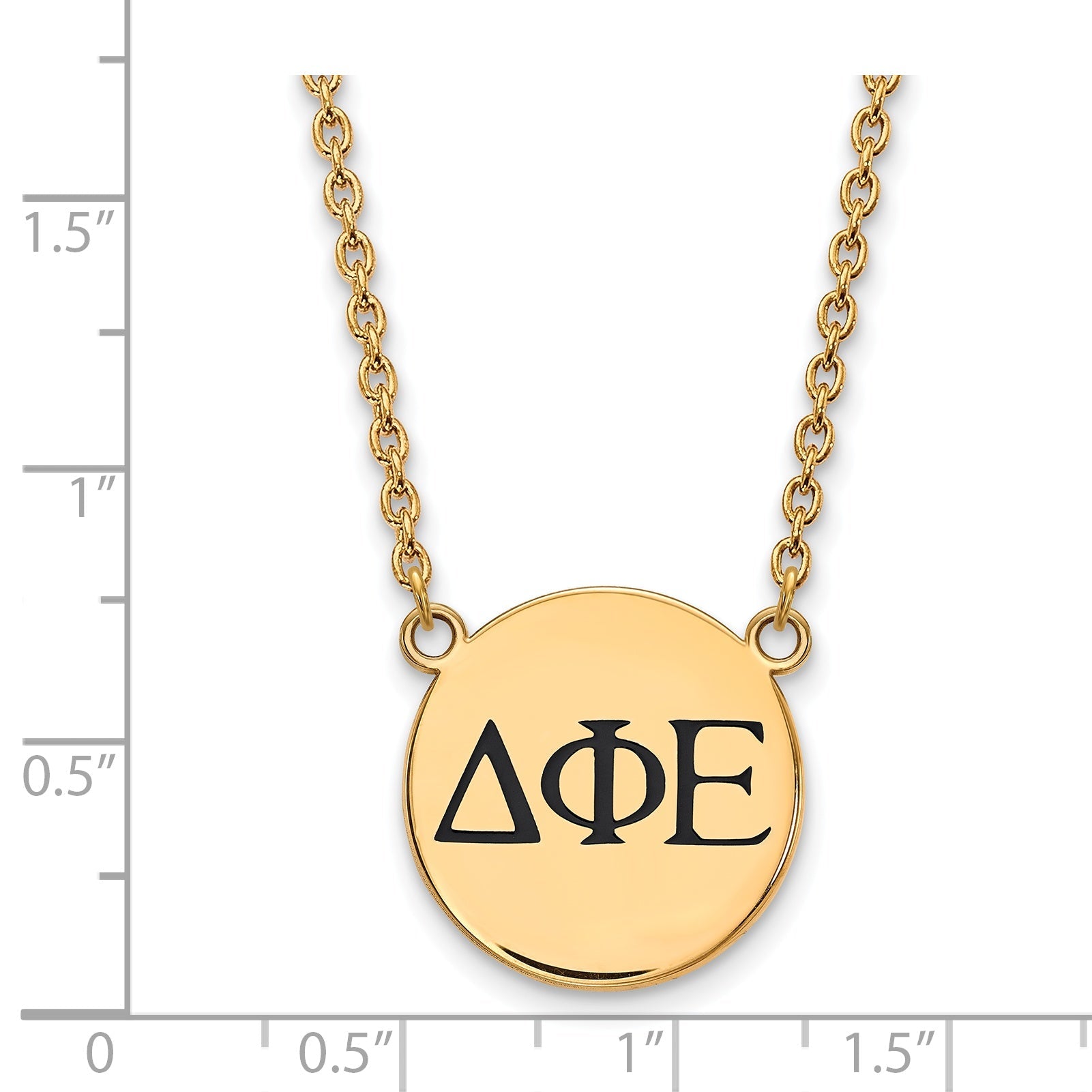 Gold Plated Sterling Silver Logoart Delta Phi Epsilon Sorority Greek Letters Large Black Enamel Pendant 18 Inch Necklace