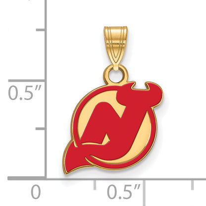 Gold Plated Sterling Silver Nhl Logoart New Jersey Devils Small Enameled Pendant