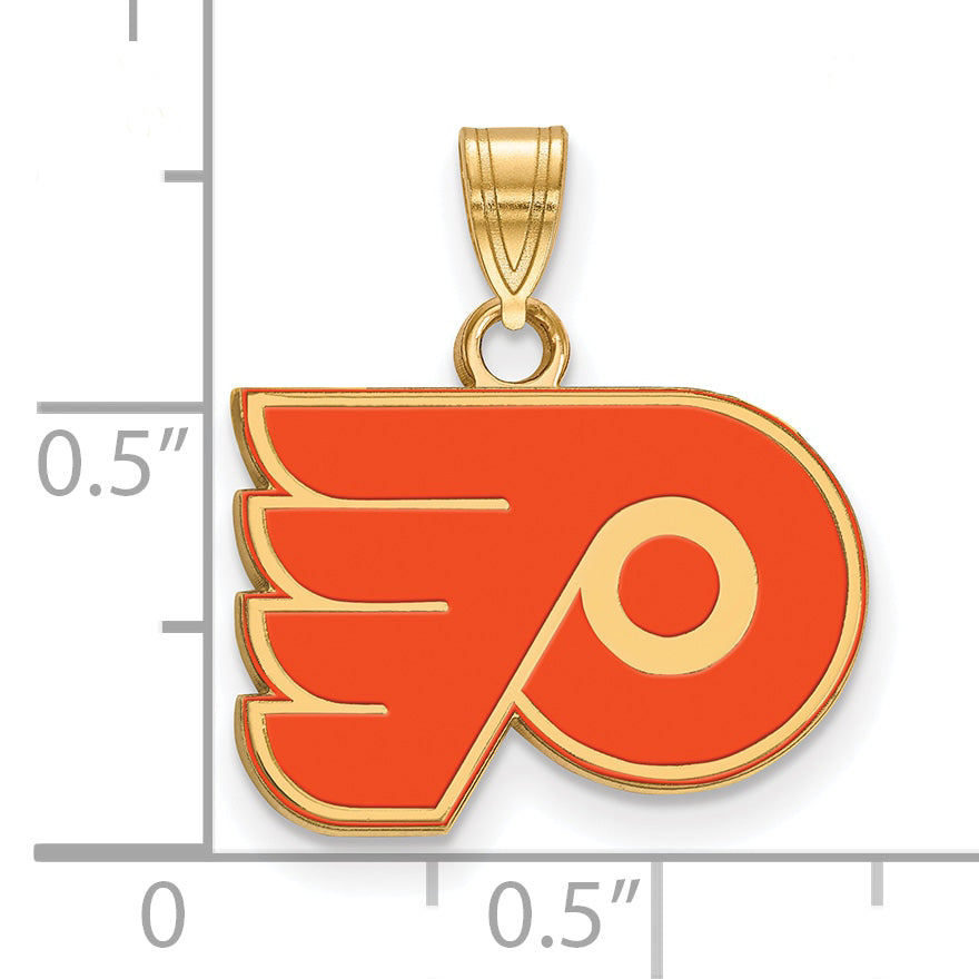 Gold Plated Sterling Silver Nhl Logoart Philadelphia Flyers Small Enamel Pendant
