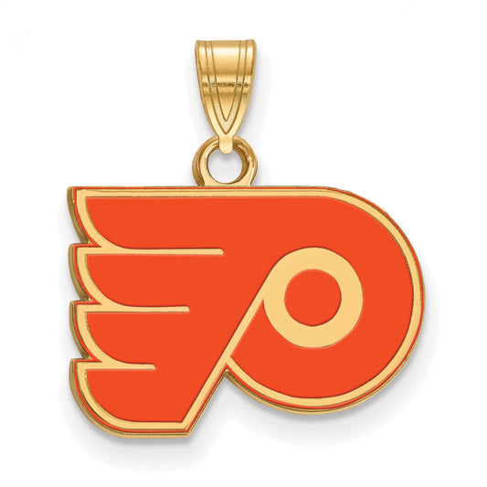 Gold Plated Sterling Silver Nhl Logoart Philadelphia Flyers Small Enamel Pendant