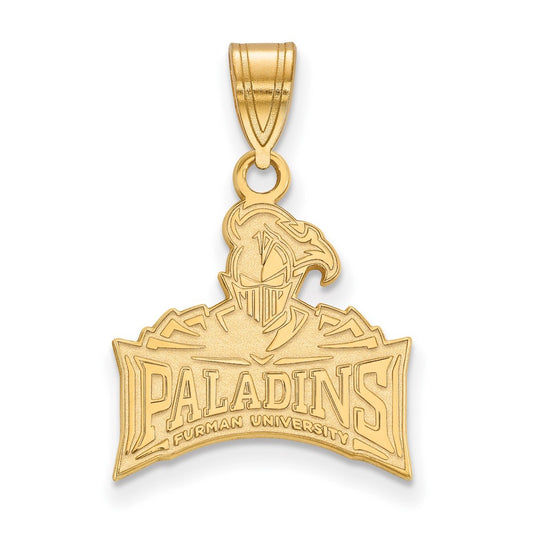 Gold Plated Sterling Silver Logoart Furman University Paladins Medium Pendant