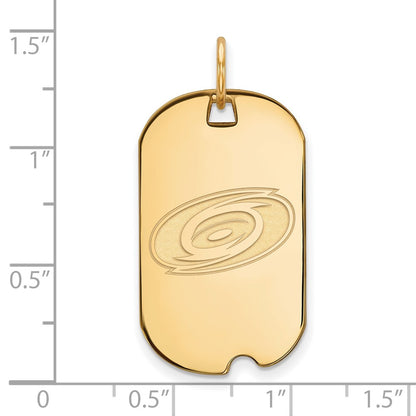 Gold Plated Sterling Silver Nhl Logoart Carolina Hurricanes Small Dog Tag Pendant