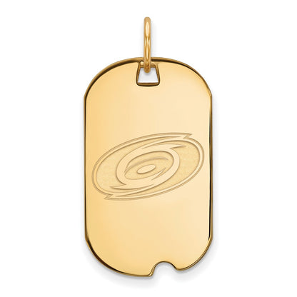 Gold Plated Sterling Silver Nhl Logoart Carolina Hurricanes Small Dog Tag Pendant