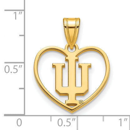 Gold Plated Sterling Silver Logoart Indiana University I U Heart Pendant