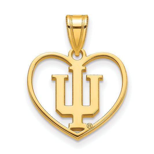 Gold Plated Sterling Silver Logoart Indiana University I U Heart Pendant