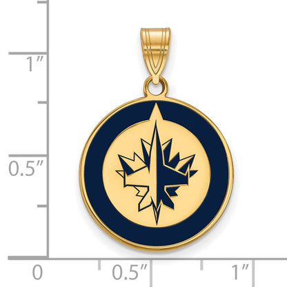 Gold Plated Sterling Silver Nhl Logoart Winnipeg Jets Large Enameled Pendant