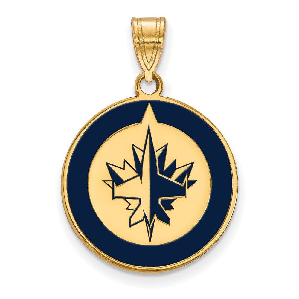 Gold Plated Sterling Silver Nhl Logoart Winnipeg Jets Large Enameled Pendant