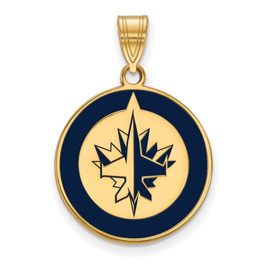 Gold Plated Sterling Silver Nhl Logoart Winnipeg Jets Large Enameled Pendant