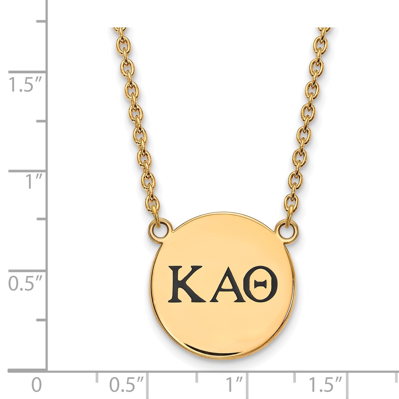 Gold Plated Sterling Silver Logoart Kappa Alpha Theta Sorority Greek Letters Large Black Enamel Pendant 18 Inch Necklace