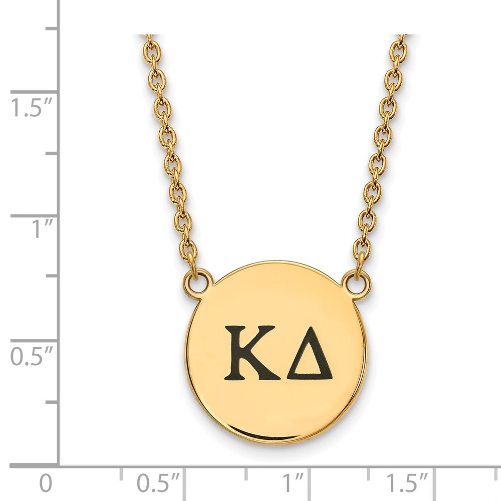 Gold Plated Sterling Silver Logoart Kappa Delta Sorority Greek Letters Large Black Enamel Pendant 18 Inch Necklace