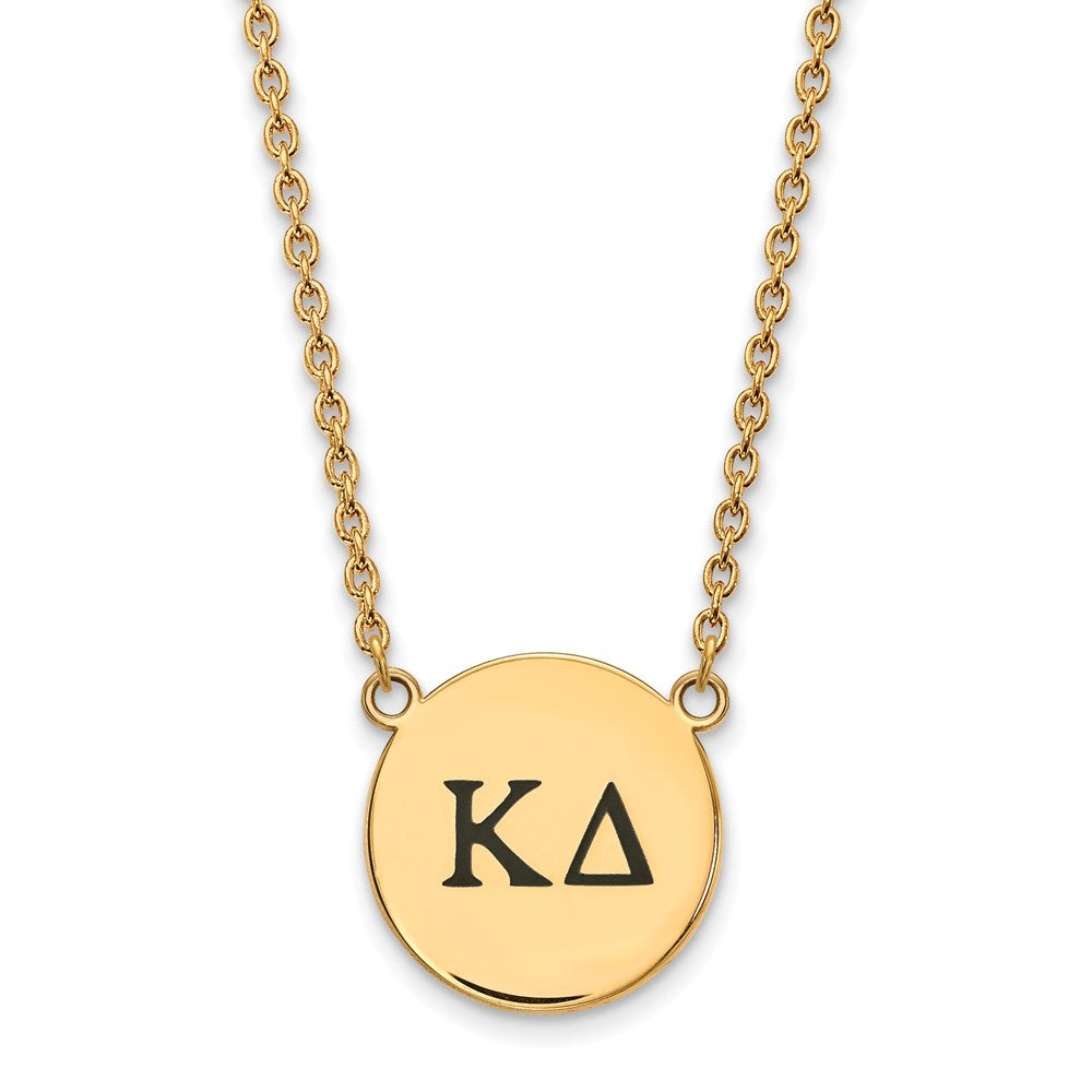 Gold Plated Sterling Silver Logoart Kappa Delta Sorority Greek Letters Large Black Enamel Pendant 18 Inch Necklace