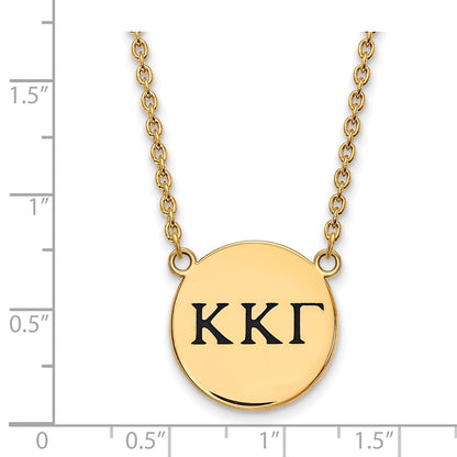 Gold Plated Sterling Silver Logoart Kappa Gamma Sorority Greek Letters Large Black Enamel Pendant 18 Inch Necklace