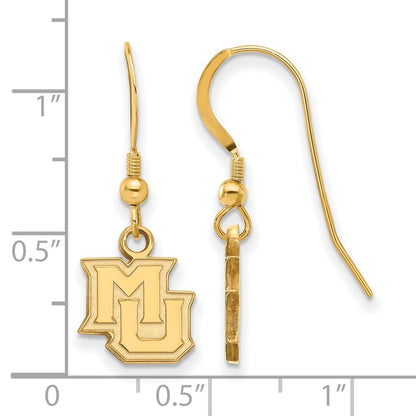 Gold Plated Sterling Silver Logoart Marquette University M U Extra Small Dangle Wire Earrings