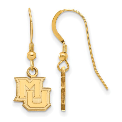 Gold Plated Sterling Silver Logoart Marquette University M U Extra Small Dangle Wire Earrings
