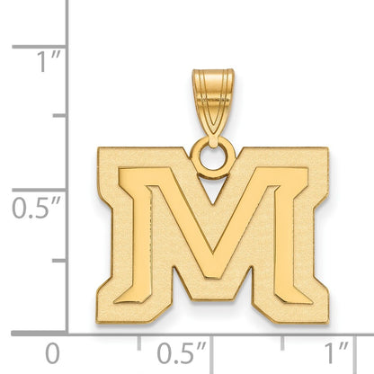 14K Yellow Gold Logoart Montana State University Letter M Medium Pendant