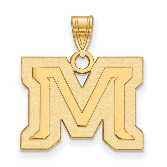 10K Yellow Gold Logoart Montana State University Letter M Medium Pendant