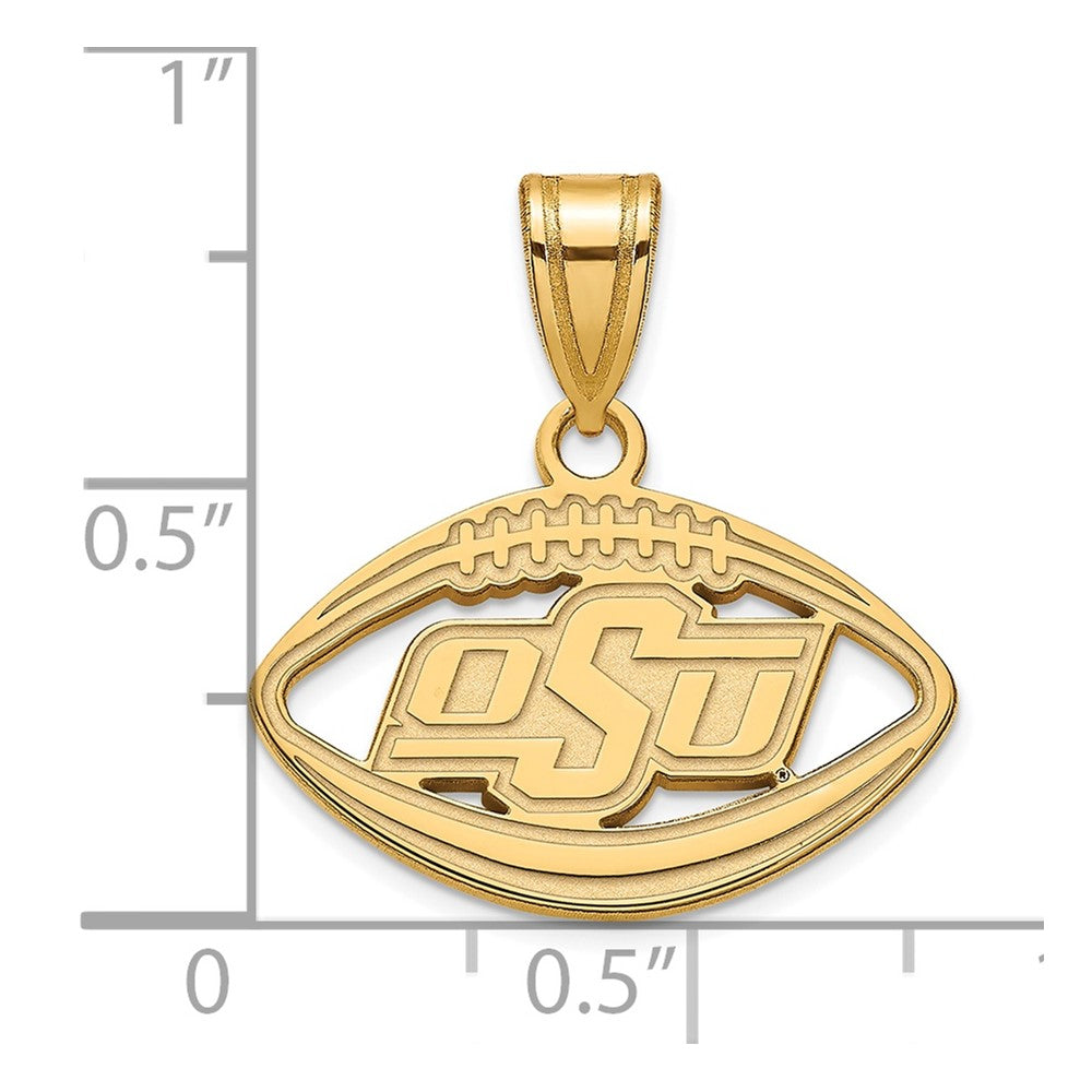 Gold Plated Sterling Silver Logoart Oklahoma State University O S U Football Pendant