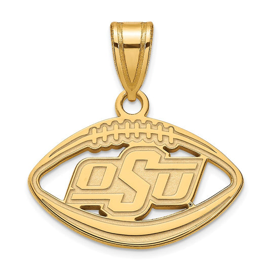 Gold Plated Sterling Silver Logoart Oklahoma State University O S U Football Pendant
