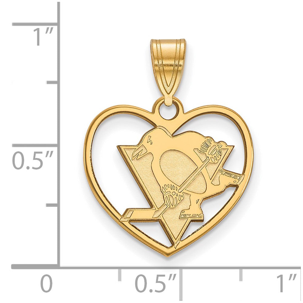 Gold Plated Sterling Silver Nhl Logoart Pittsburgh Penguins Heart Pendant