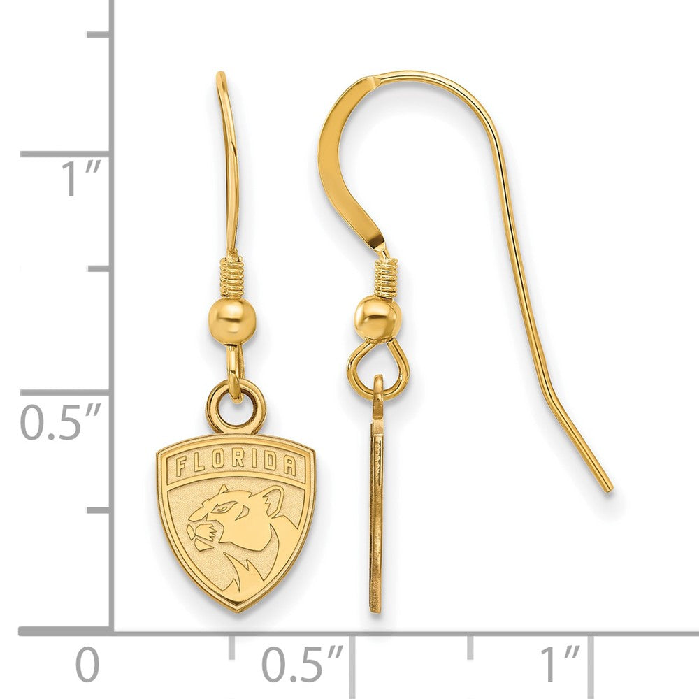 Gold Plated Sterling Silver Nhl Logoart Florida Panthers Extra Small Dangle Wire Earrings