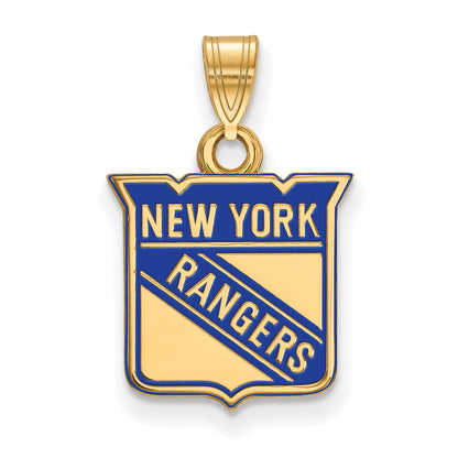 Gold Plated Sterling Silver Nhl Logoart New York Rangers Small Enameled Pendant