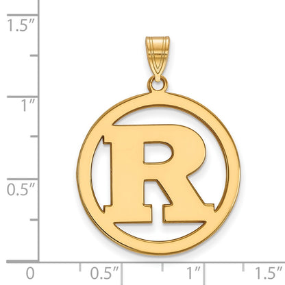 Gold Plated Sterling Silver Logoart Rutgers University Letter R Extra Large Circle Pendant