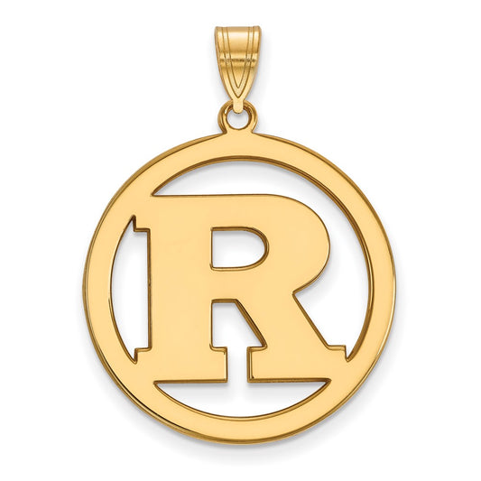 Gold Plated Sterling Silver Logoart Rutgers University Letter R Extra Large Circle Pendant