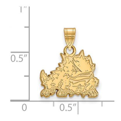 14K Yellow Gold Logoart Texas Christian University Horned Frog Small Pendant