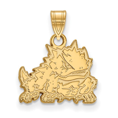 Gold Plated Sterling Silver Logoart Texas Christian University Horned Frog Small Pendant