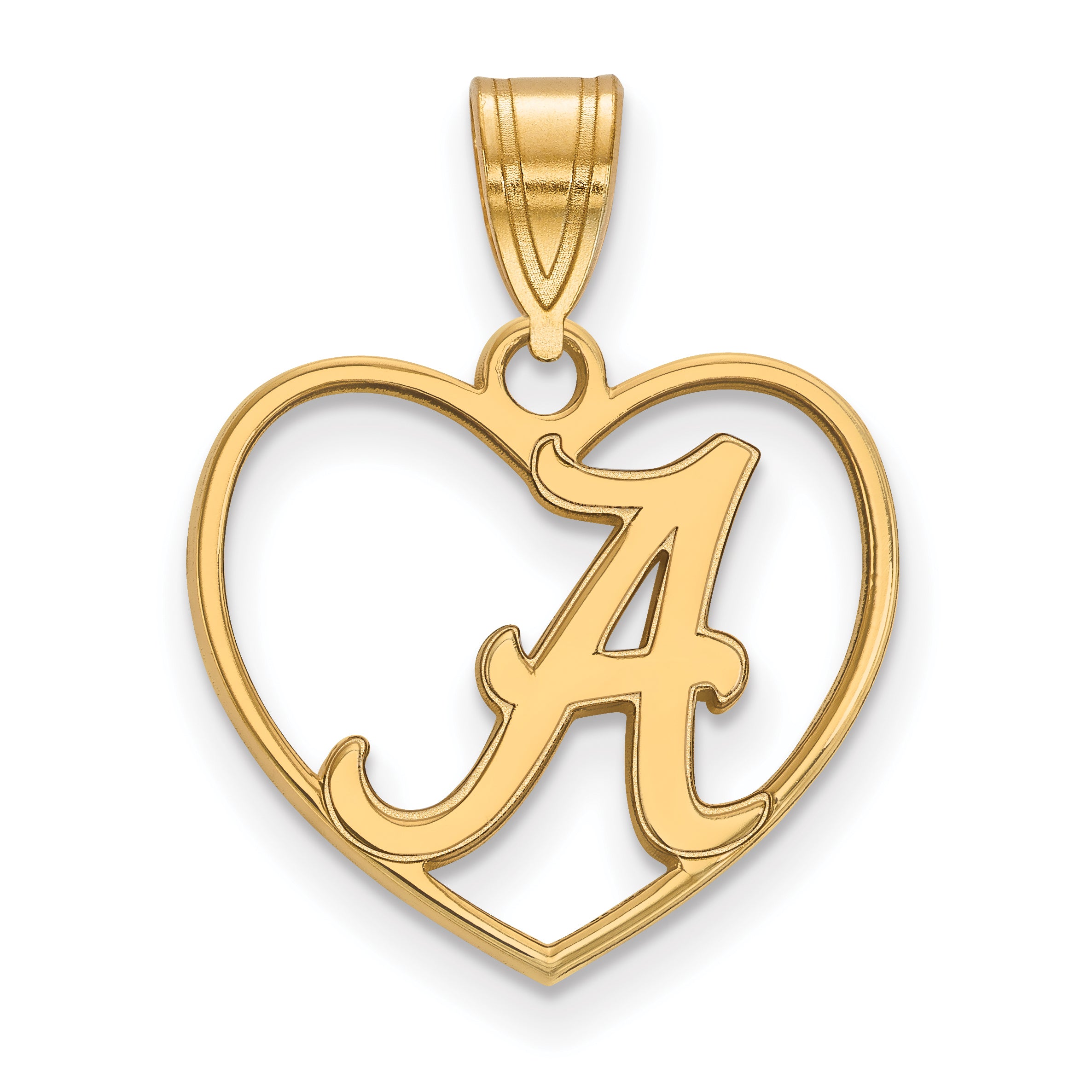 Gold Plated Sterling Silver Logoart University Of Alabama Letter A Heart Pendant