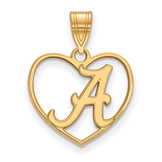 Gold Plated Sterling Silver Logoart University Of Alabama Letter A Heart Pendant